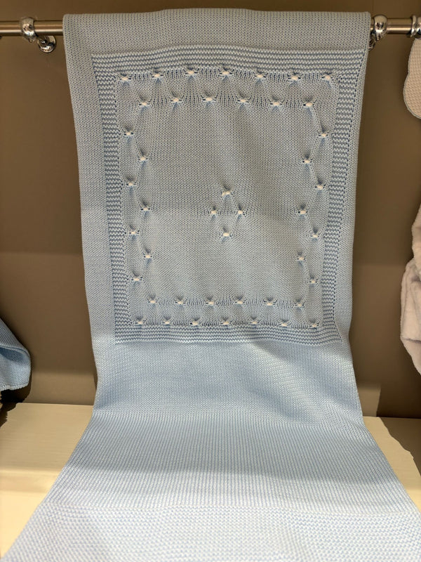 Coperta in filo di cotone con dettaglio ricamato