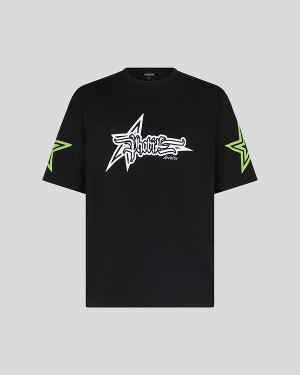 T-shirt nera con grafica stella verde
