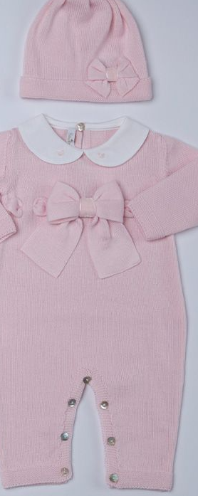 Tutina in lana  rosa con fiocco
