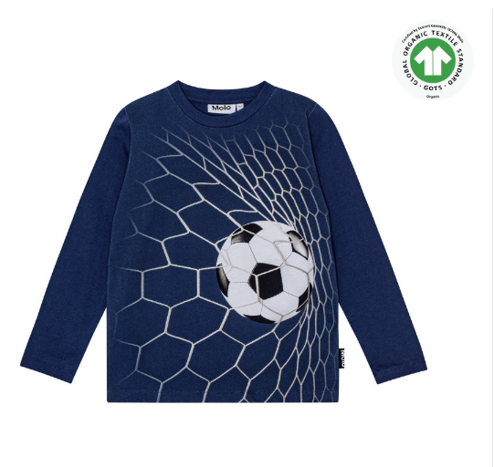 T-shirt blu  reif per bambino con stampa palla