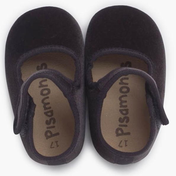 Ballerine con cinturino in velluto per bambini grigio