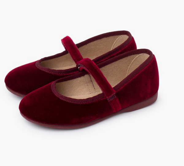 Scarpa Ballerine velluto bambina cinturino a strappo