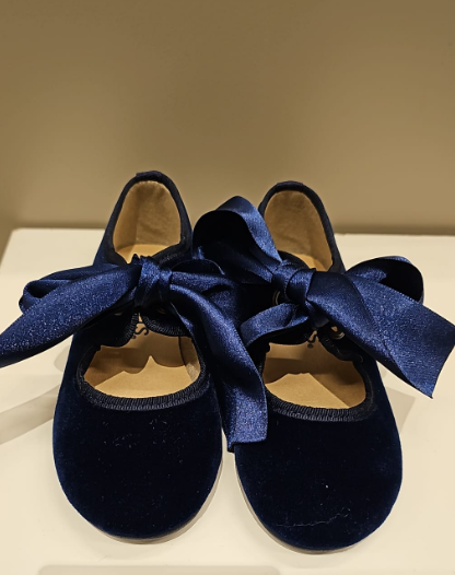 Scarpa ballerina in velluto blu