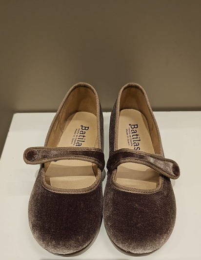 Scarpe ballerina bambina in velluto tortora