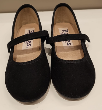 Scarpa ballerina in serratex nera con cinturino in velcro