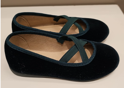 Scarpe bambina in velluto verde