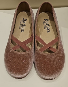 Scarpe ballerina bambina rosa in velluto glitterato