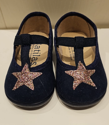 Scarpa ballerina in serratex blu con stella glitterata
