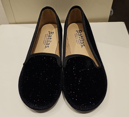 Scarpa ballerina in velluto nero glitterato