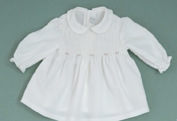 Casacca con coulotte e punto smock e ricamo in velluto