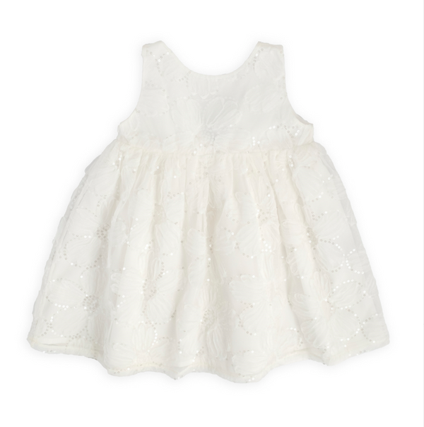 Abito in tulle ricamato fiori bianco