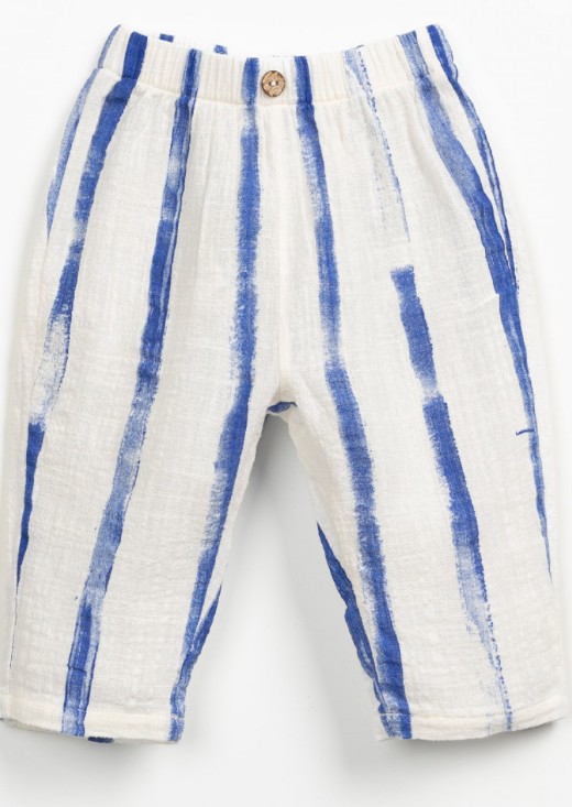 Pantaloni in tessuto di cotone biologico con stampa a righe