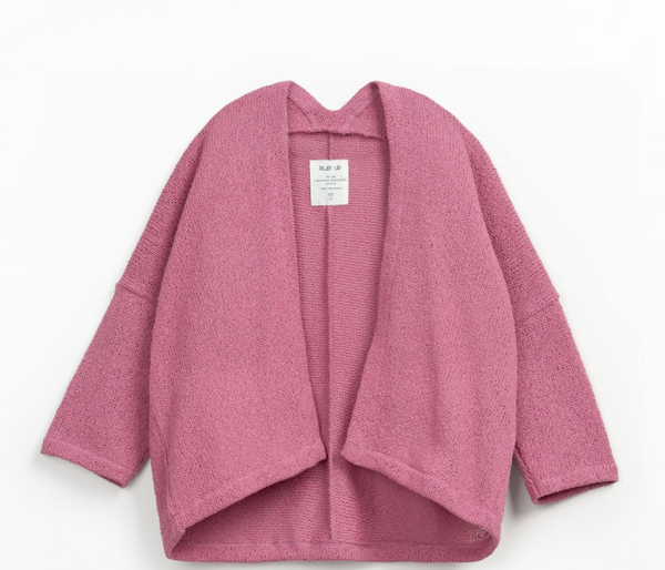 Giacca in maglia con bottoni in cocco e fiocco decorativo sul retro