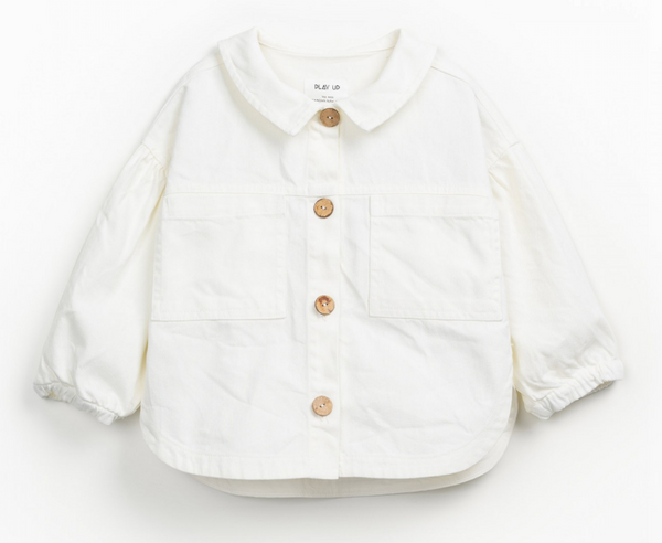 Giacca in twill di cotone bianca con bottoni in cocco