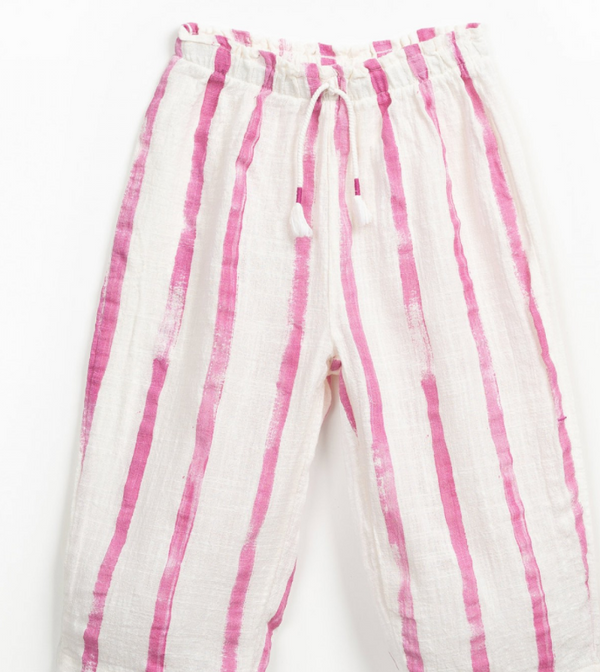 Pantaloni in tessuto a righe in cotone biologico
