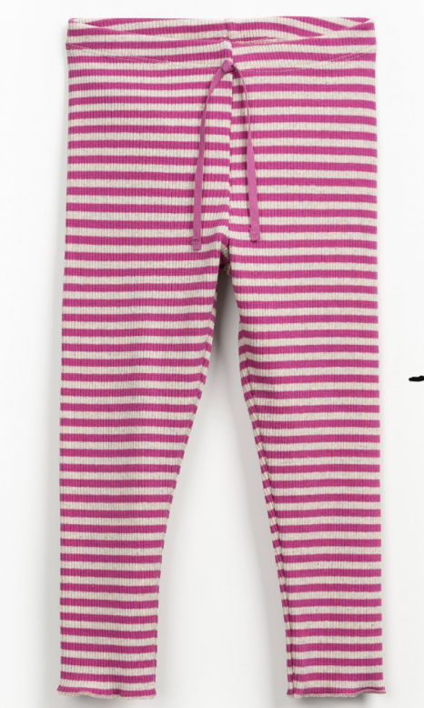 Leggings in misto cotone e canapa con stampa a righe