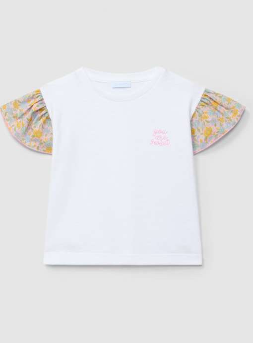T-shirt "sei dolce" tessuto Liberty manica arricciata