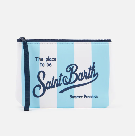 Pochette Aline in scuba a righe azzurre