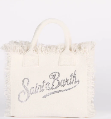 Borsa vanity miny canvas strass beige