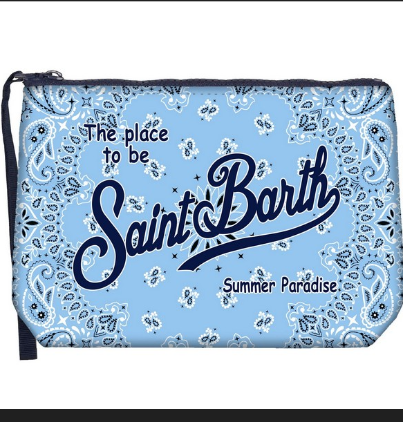 Pochette Aline bandana azzurro  con logo
