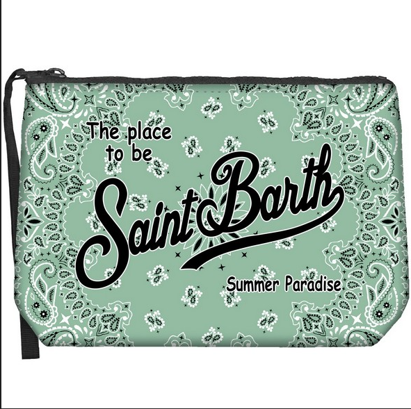 Pochette Aline bandana salvia con logo