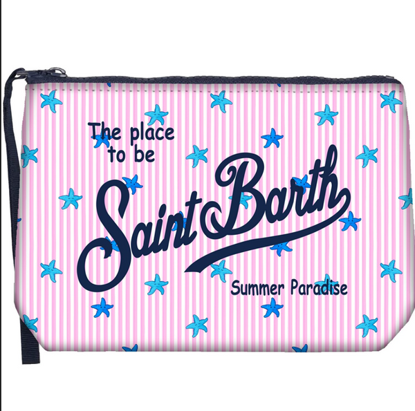 Pochette Aline rosa  con logo e stampa starfish stripes