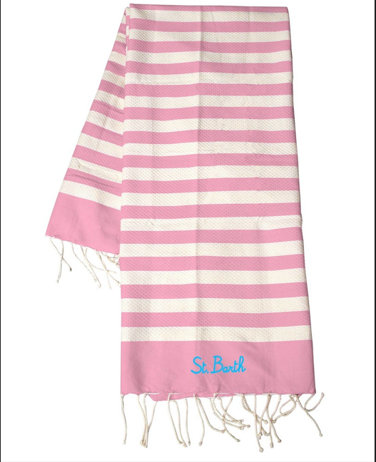 Telo mare rosa per bambina con logo