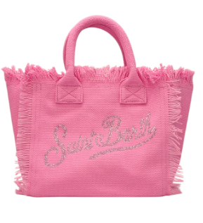 Borsa Colette in Tela di Cotone Rosa con Scritta brillantinata