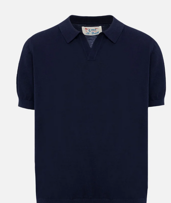 Polo in maglia blu navy