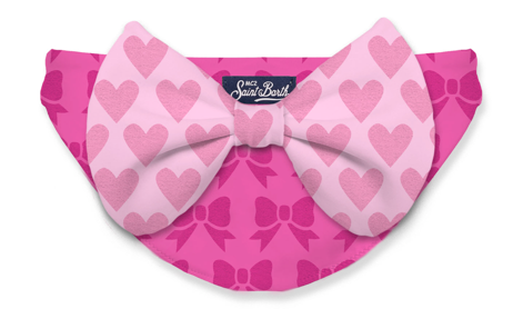 Slip da bagno da bambina in spugna fuxcia  con stampa fiocchi e cuori