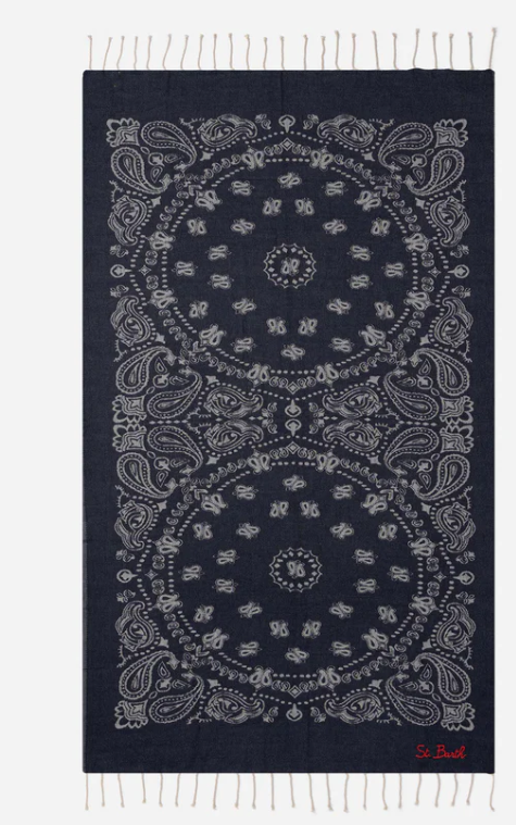 Telo mare Foutas in cotone con jacquard bandana