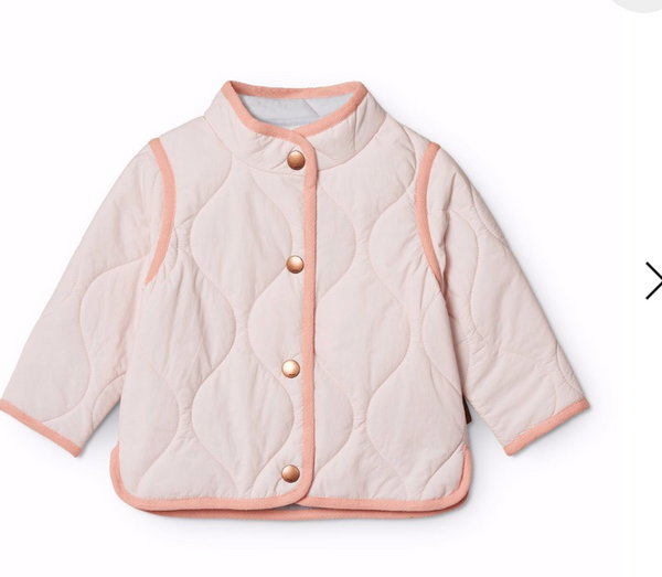 Giacca termica rosa impermeabile in nylon riciclato con motivo trapuntato.