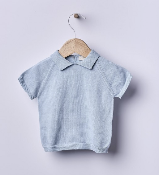 Maglione polo a maniche corte lavorato a maglia