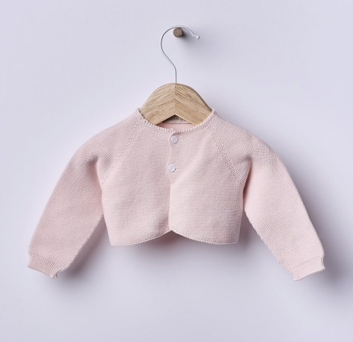 Cardigan corto in maglia di cotone rosa