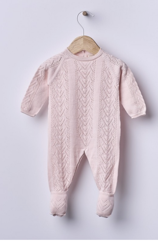 Tutina lavorata a maglia in cotone biologico rosa