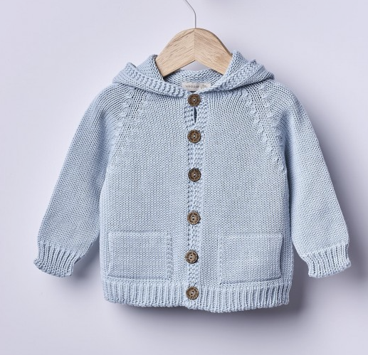 Cardigan con cappuccio lavorato a maglia in cotone biologico
