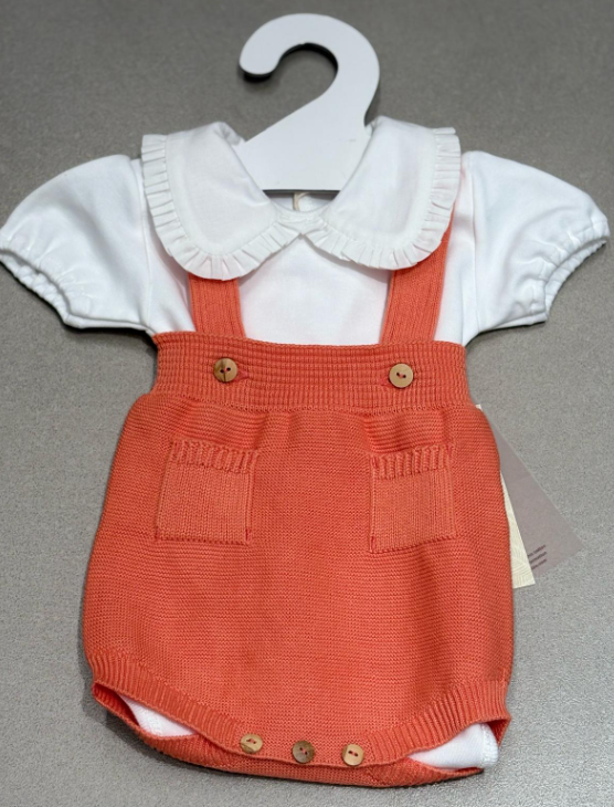 Salopette in maglia di cotone corallo