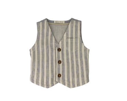 GILET IN COTONE FIAMMATO CON BOTTONI.