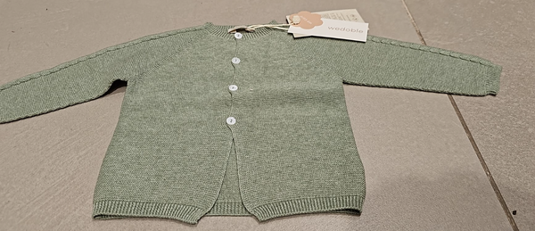 Cardigan girocollo lavorato a maglia in cotone biologico verdone
