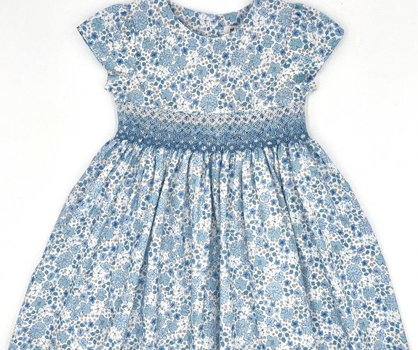 Abito in tessuto stampato moda con smock a MANICA CORTA