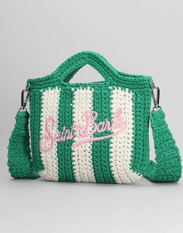 Borsa crochet in poliestere verde