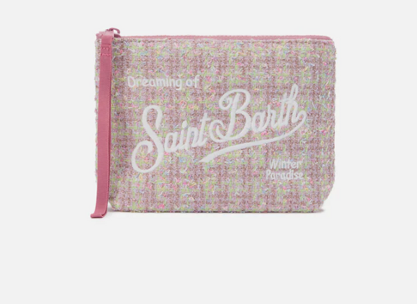 Pochette Tweed lurex rosa