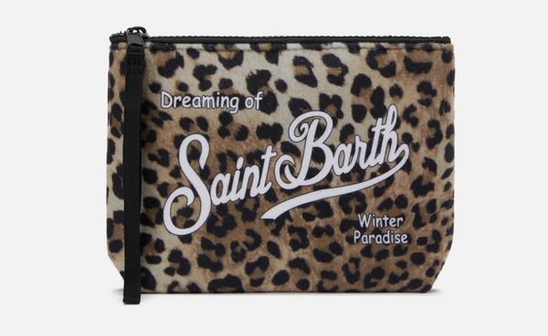 Pochette effetto lana stampa leopardata