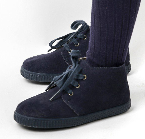 Polacchino in camoscio blu con suola in gomma