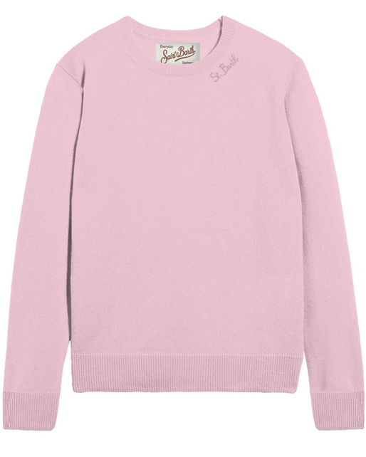 Maglione girocollo rosa con logo
