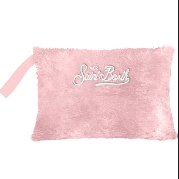 Pochette rosa con pelo