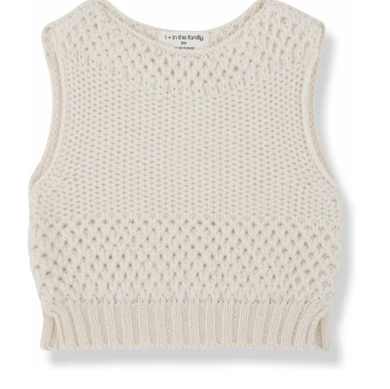 Gilet in lana merino panna