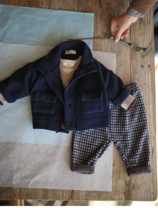 Pantalone in caldo cotone tartan blu