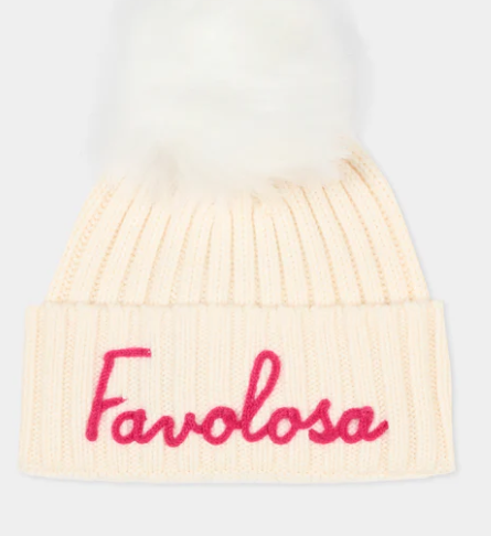 Cappello avorio per bambina con scritta Favolosa