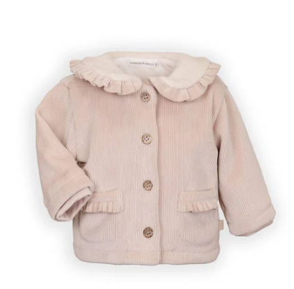 Giacca  in velluto a costine rosa con collo teddy